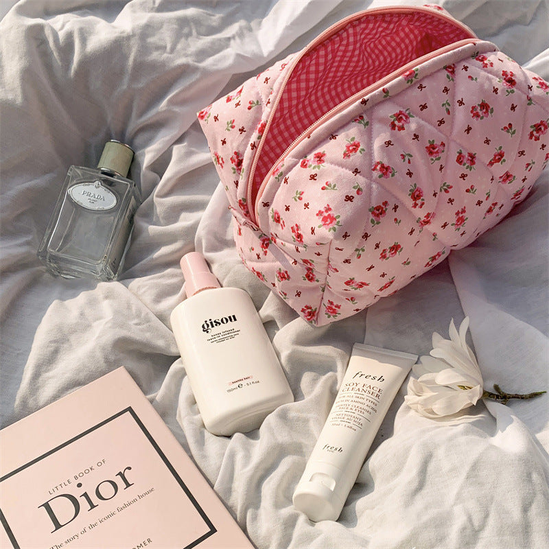 Bow Cosmetic Bag Large Capacity Travel Skincare Storage