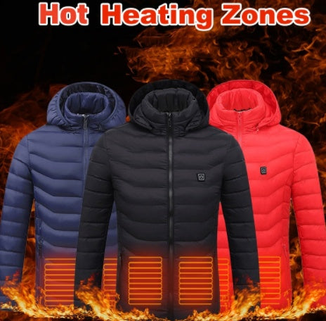 New Heated Jacket Coat USB Electric Jacket Cotton Coat Heater Thermal Clothing Heating Vest Men&