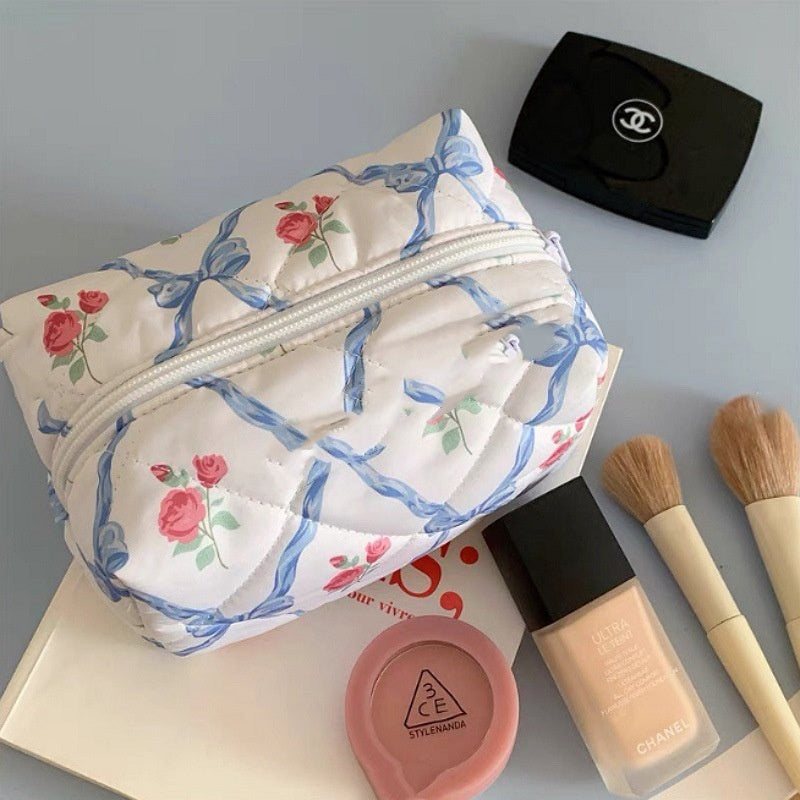 Bow Cosmetic Bag Large Capacity Travel Skincare Storage