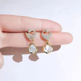 Cozy Crystal Swan Drop Earrings-0