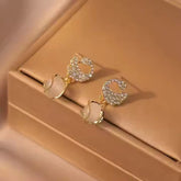 Cozy Crystal Swan Drop Earrings-3