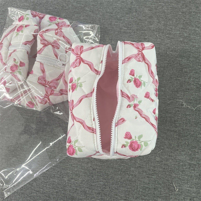 Bow Cosmetic Bag Large Capacity Travel Skincare Storage