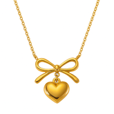Bow Heart Pendant Necklace -Dainty Cute Pendant Jewelry Gift-0
